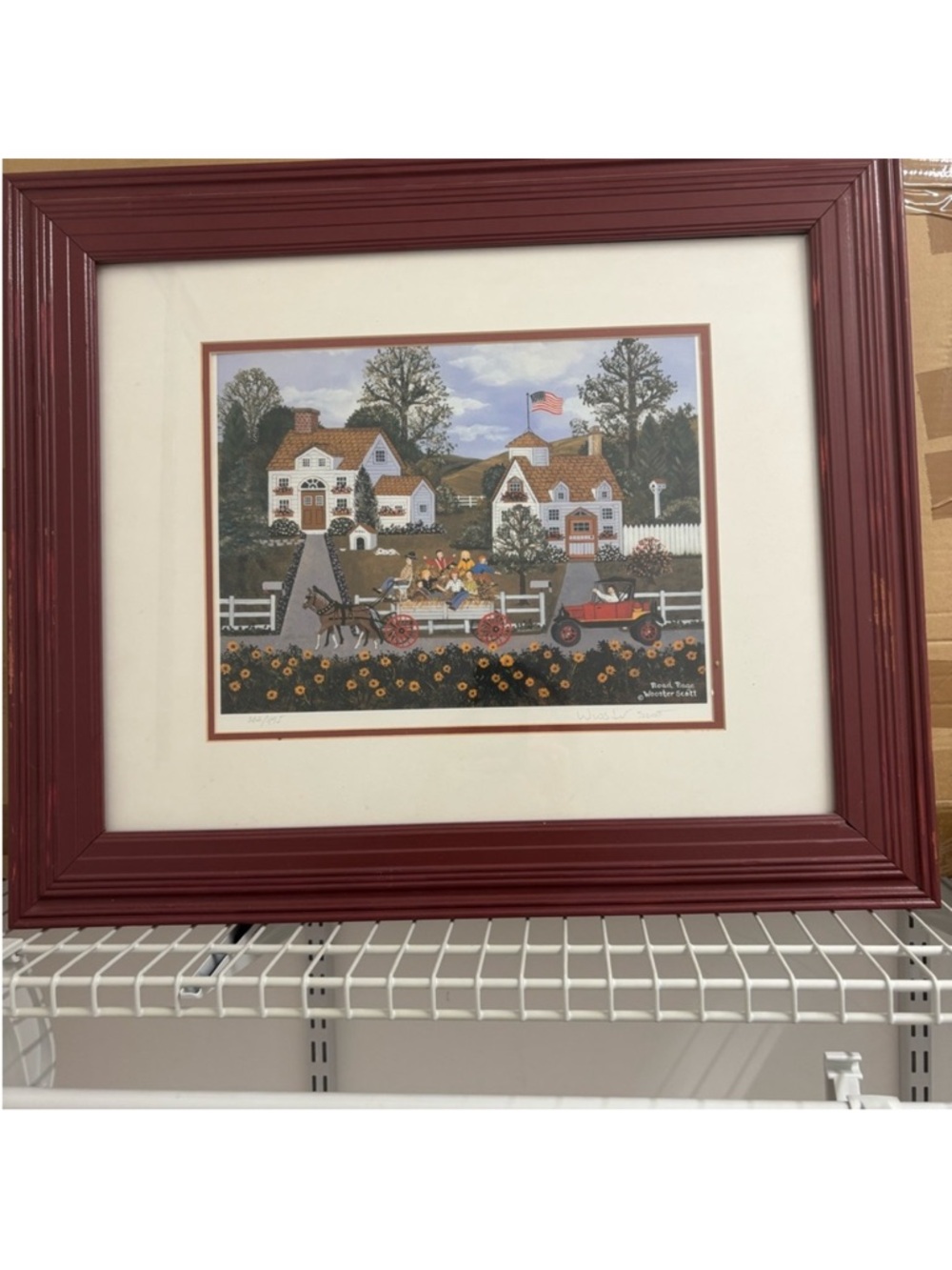 Jane Wooster signed numbered limited edition print “Road Rage” w/mat & frame